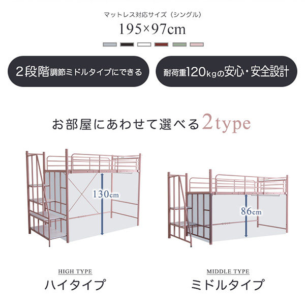 階段付き ロフトベッド Formida フォミダー 商品説明画像2