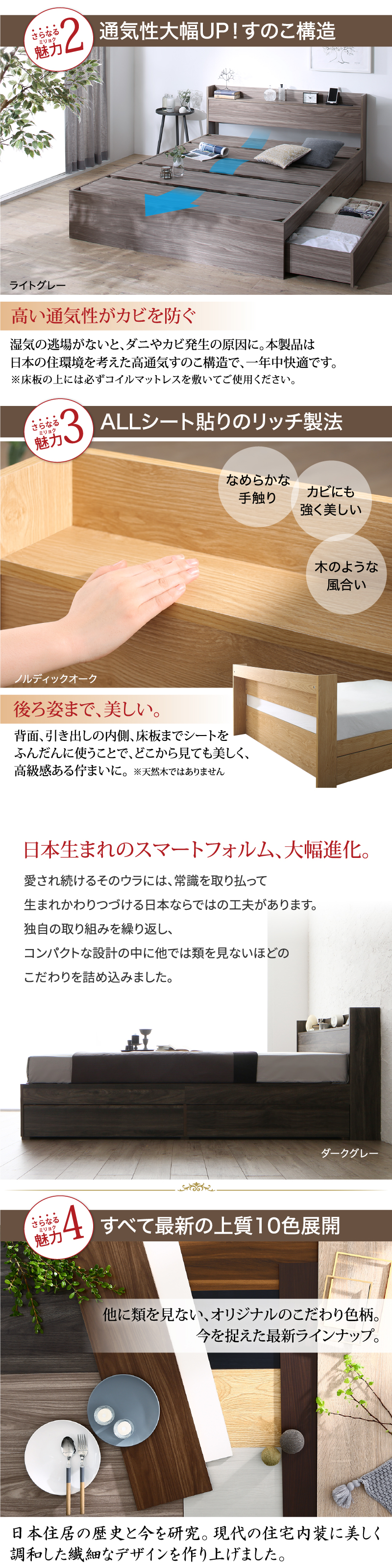棚コンセント付き引き出し収納ベッド Ever X エヴァー エックス1 商品説明画像4