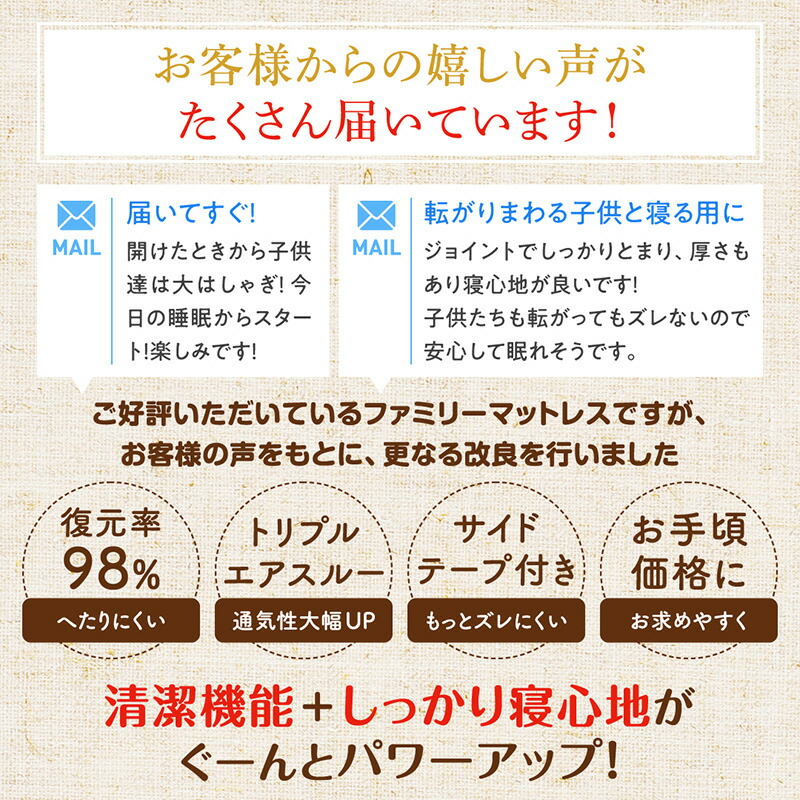 厚さが選べる ファミリーマットレス敷き布団 商品説明画像6