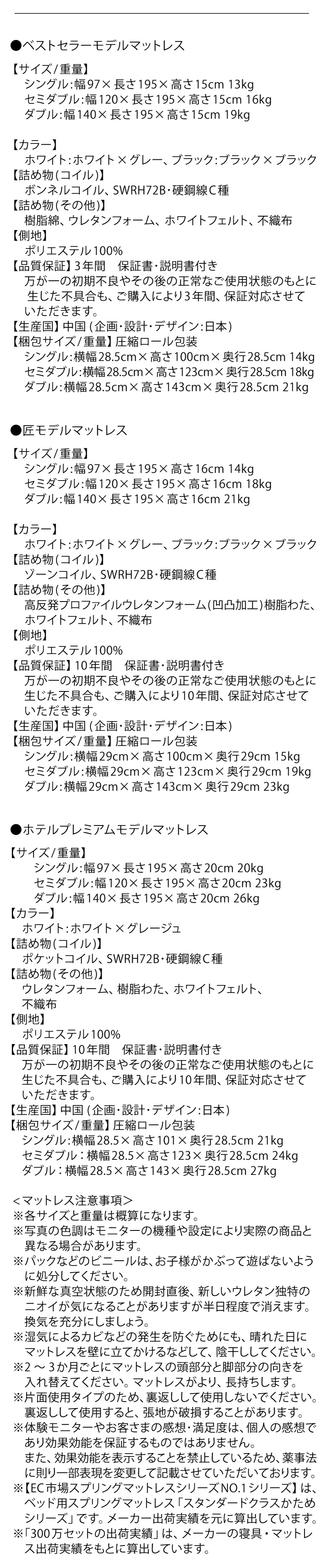 棚・コンセント・脚付き 無垢すのこベッド (お客様組立 マットレスセット シングル / ウォルナットブラウン / ベストセラーモデルマットレス / ホワイト　[No.100079064]) 商品説明画像15
