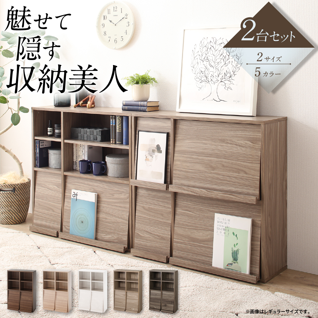 魅せて隠す収納 オープン＆フラップ収納 2台セット