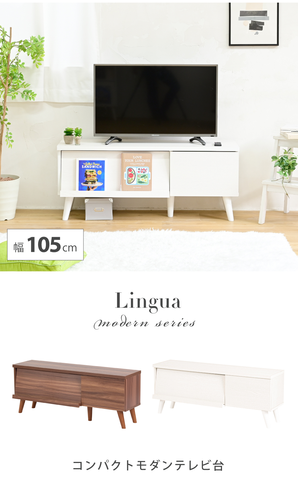 コンパクト モダン テレビ台 Lingua 商品説明画像1