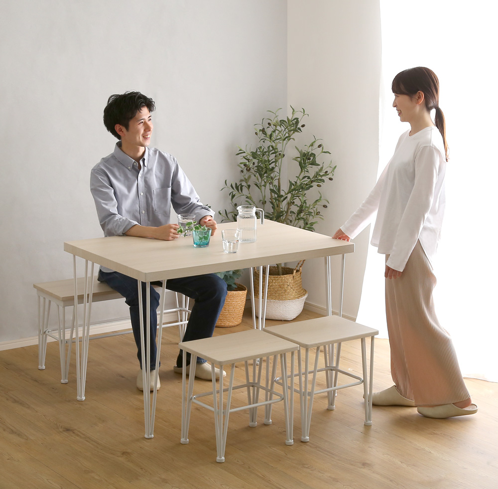 さわやかなダイニング4点セット(テーブル＋椅子2脚+ベンチ1脚) Frais フレ 商品追加画像19