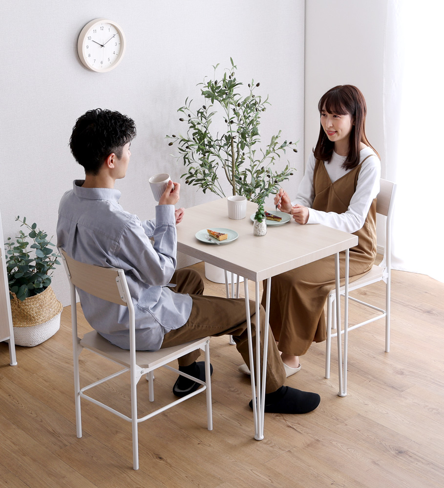 さわやかな背もたれ付きオシャレダイニング3点セット(テーブル＋チェア2脚) Frais フレ 商品追加画像8