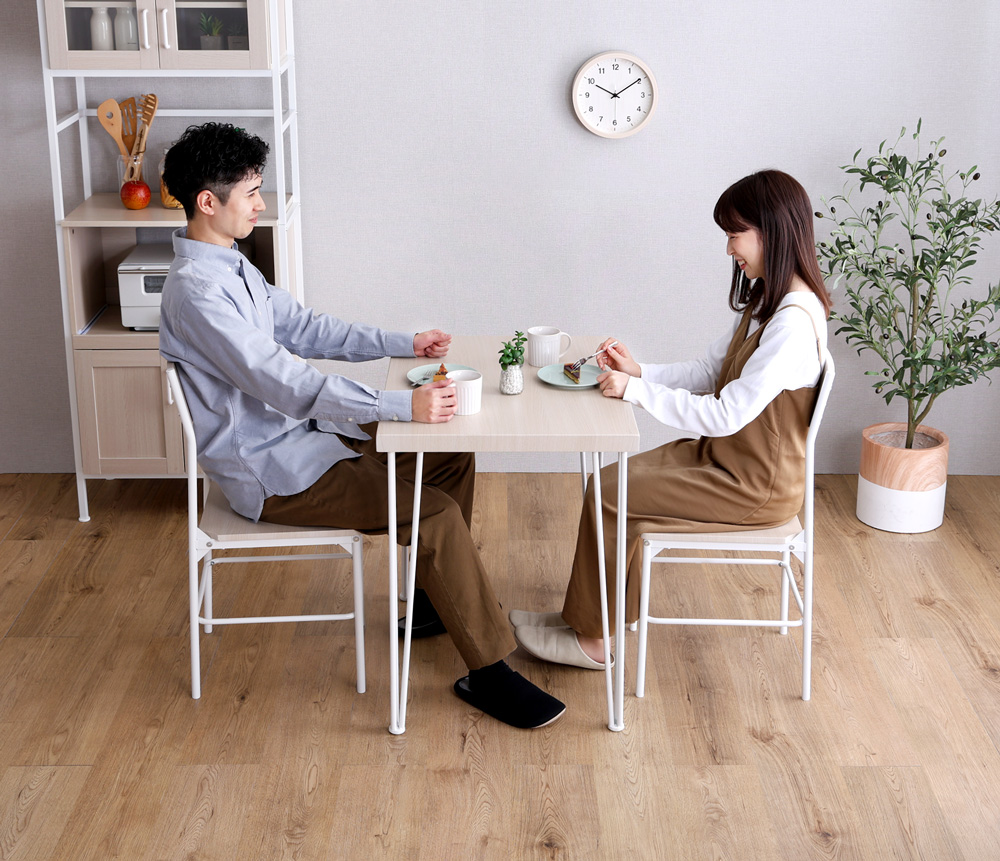 さわやかな背もたれ付きオシャレダイニング3点セット(テーブル＋チェア2脚) Frais フレ 商品追加画像16