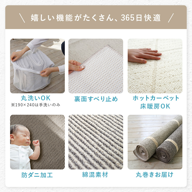 6サイズ6カラーから選べる 洗える日本製ラグ 商品追加画像3