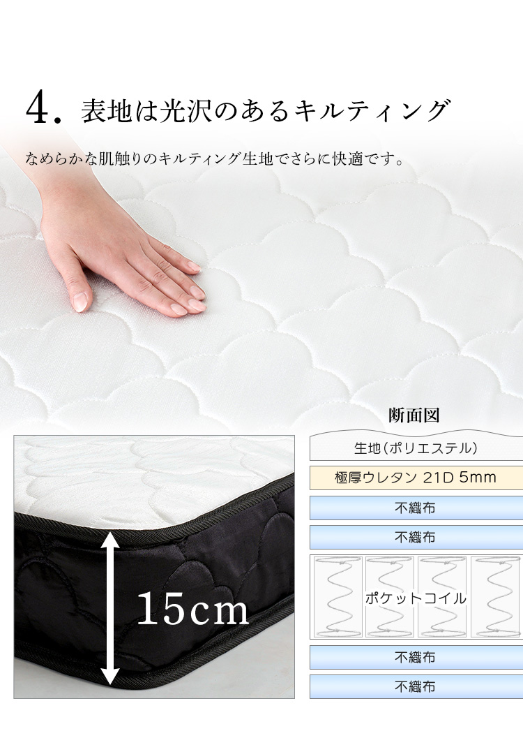 特許技術の圧縮梱包 ポケットコイルマットレス(ダブル) RAFFITA 商品説明画像9