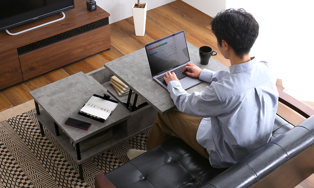 コンクリート調 リフティングセンターテーブル 商品追加画像16
