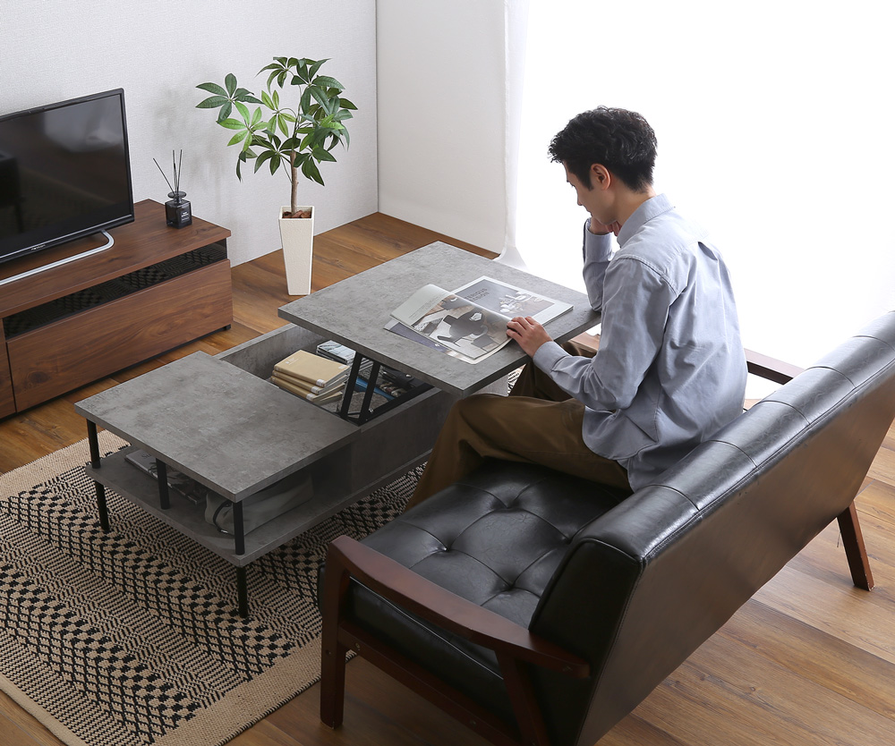 コンクリート調 リフティングセンターテーブル 商品追加画像23