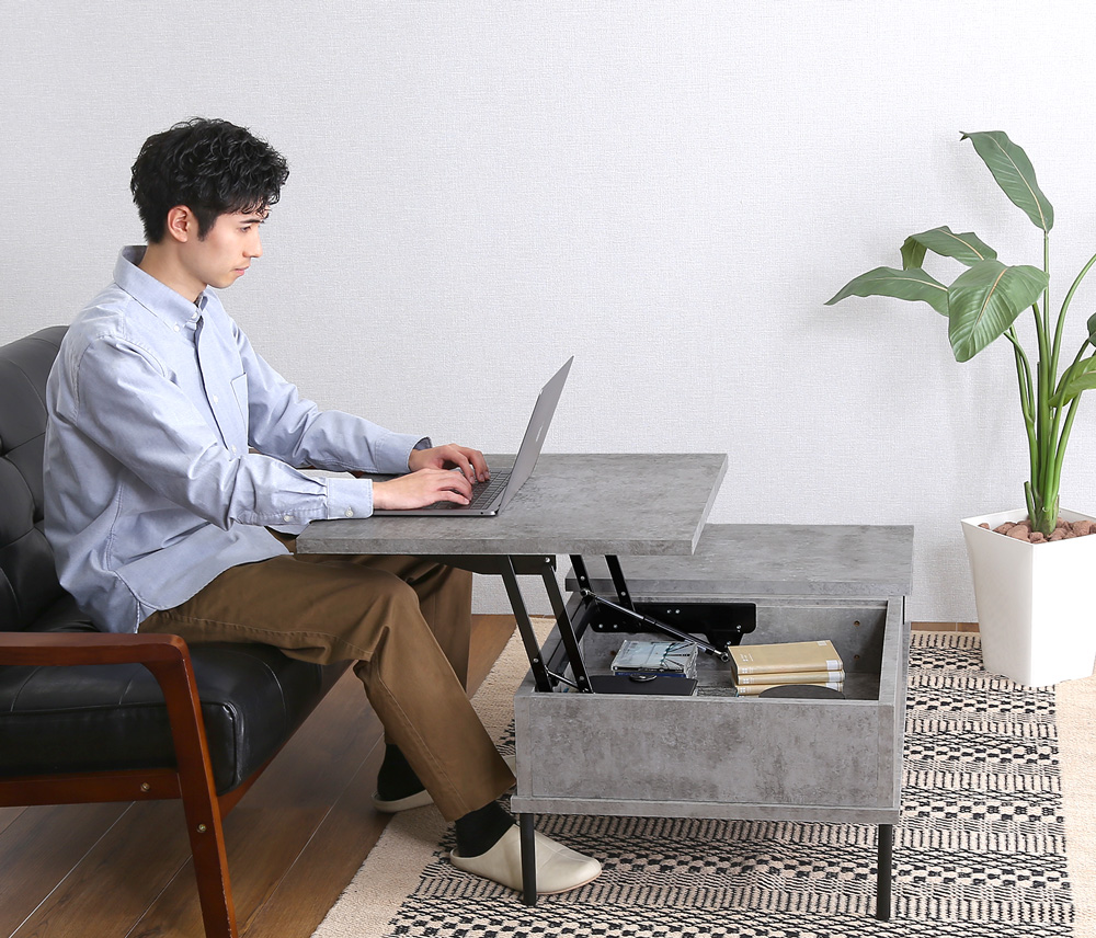 コンクリート調 リフティングセンターテーブル 商品追加画像26
