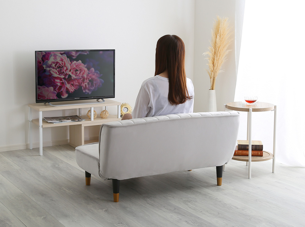 ベロア調の脚付きローソファ Chammy チャミー 商品追加画像27