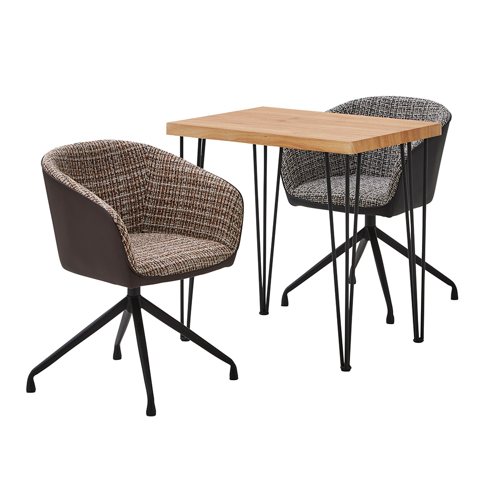 回転式ファブリックダイニングチェア2脚＋75cm幅テーブル 3点セット Cyril×Umbure 商品バリエーション画像2