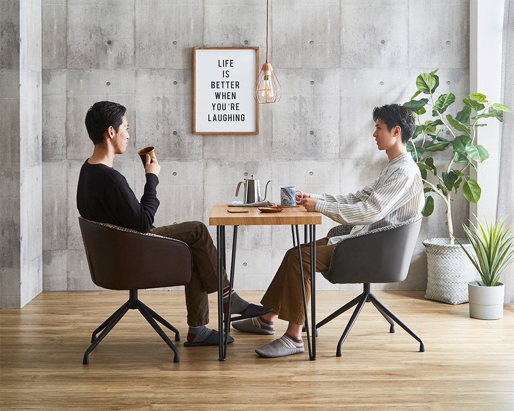 回転式ファブリックダイニングチェア2脚＋75cm幅テーブル 3点セット Cyril×Umbure 商品追加画像12