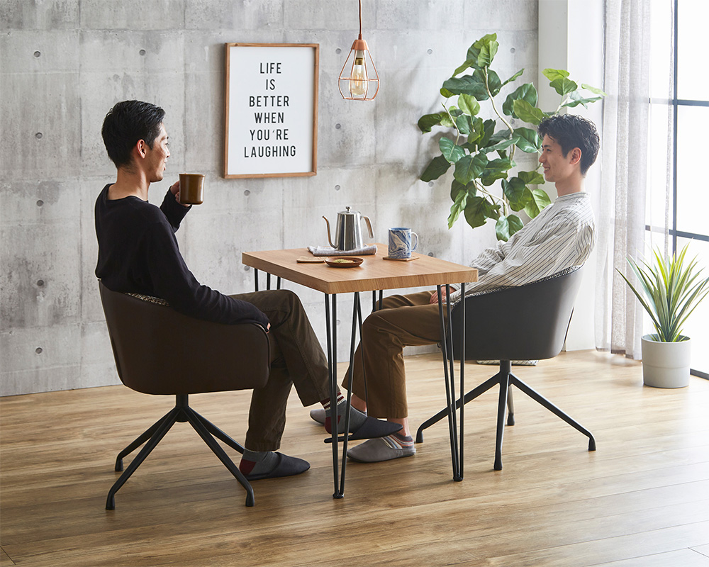 回転式ファブリックダイニングチェア2脚＋75cm幅テーブル 3点セット Cyril×Umbure 商品追加画像21