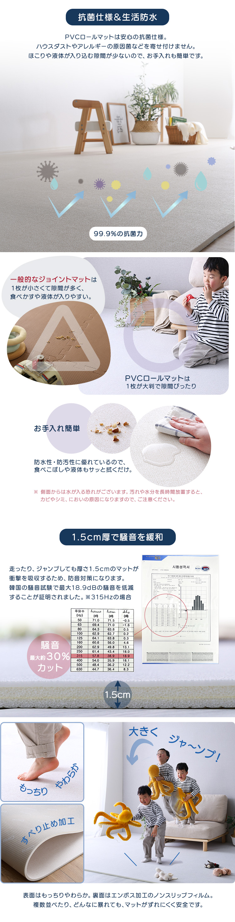 継ぎ目がない PVCロールマット スリムショート（110×200cm） (ベージュ　[No.4535306215521]) 商品説明画像2
