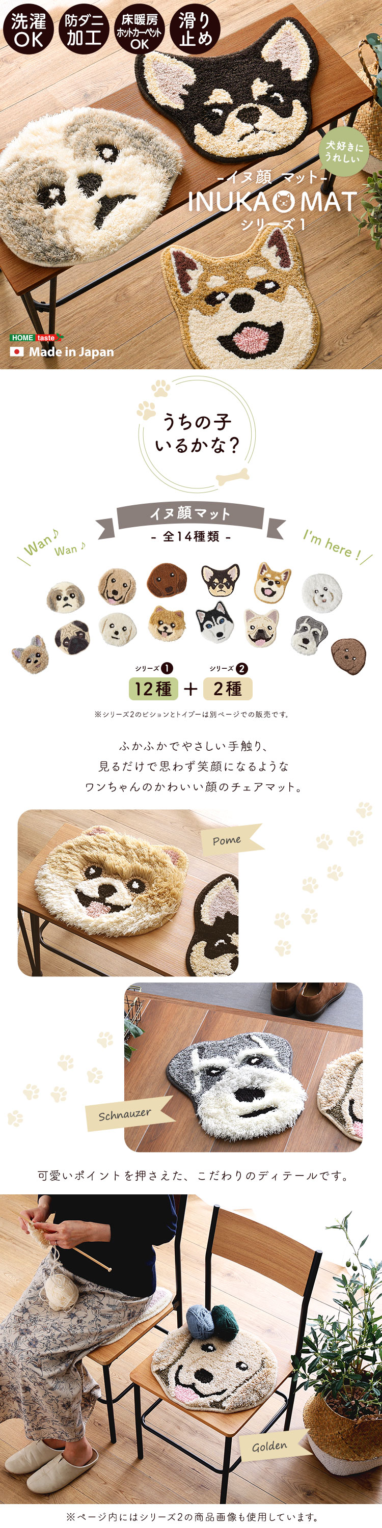 イヌ好きに嬉しいイヌカオマット シリーズ1 (12種類) (ダックス　[No.4535306218379]) 商品説明画像1