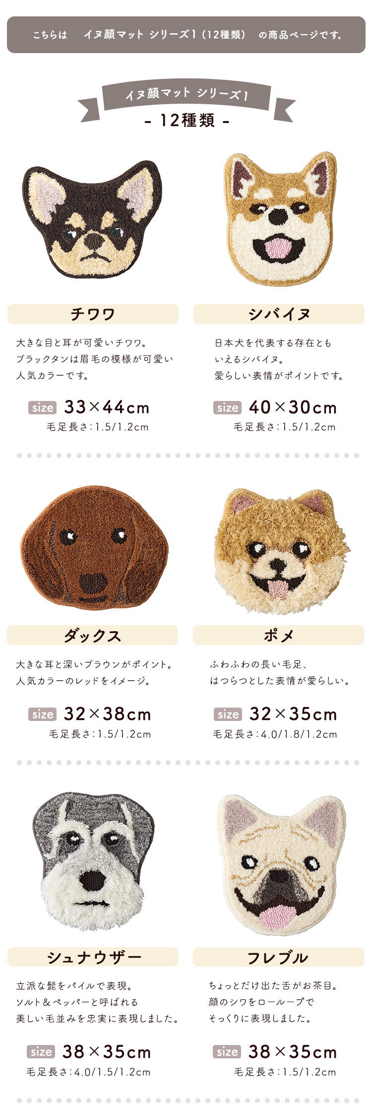 イヌ好きに嬉しいイヌカオマット シリーズ1 (12種類) (ダックス　[No.4535306218379]) 商品説明画像5