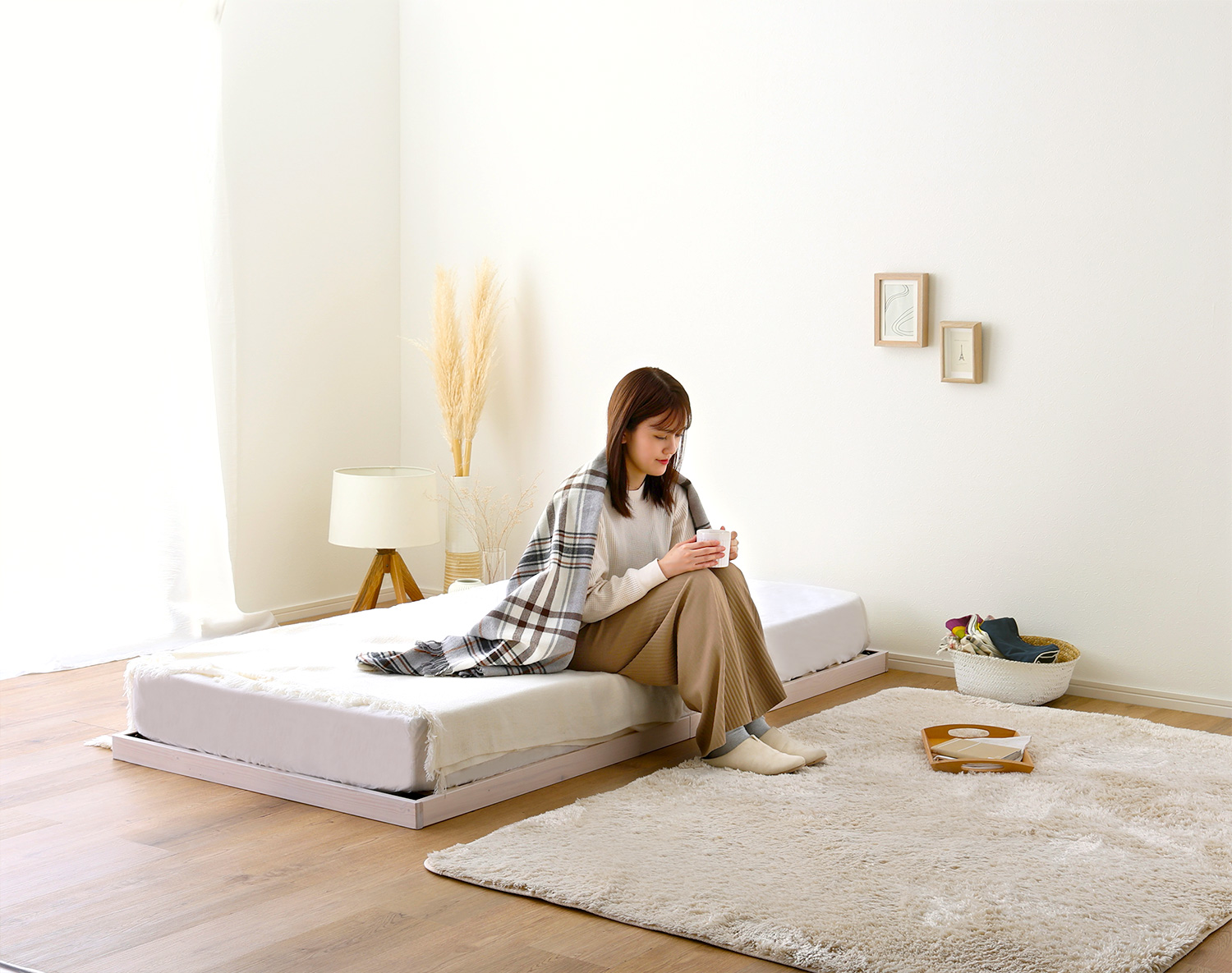 パイン材 高さ2段階調整 脚付きすのこベッド ポケットコイルマットレスセット (ダブル) Twily RAFFITA 商品追加画像19