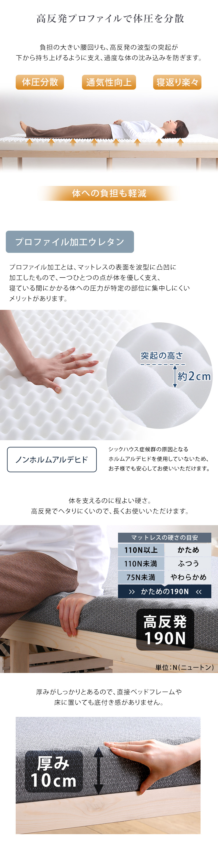 高反発プロファイルウレタンマットレス Beleza10 ベレーザ・テン (ダブル) 商品説明画像2