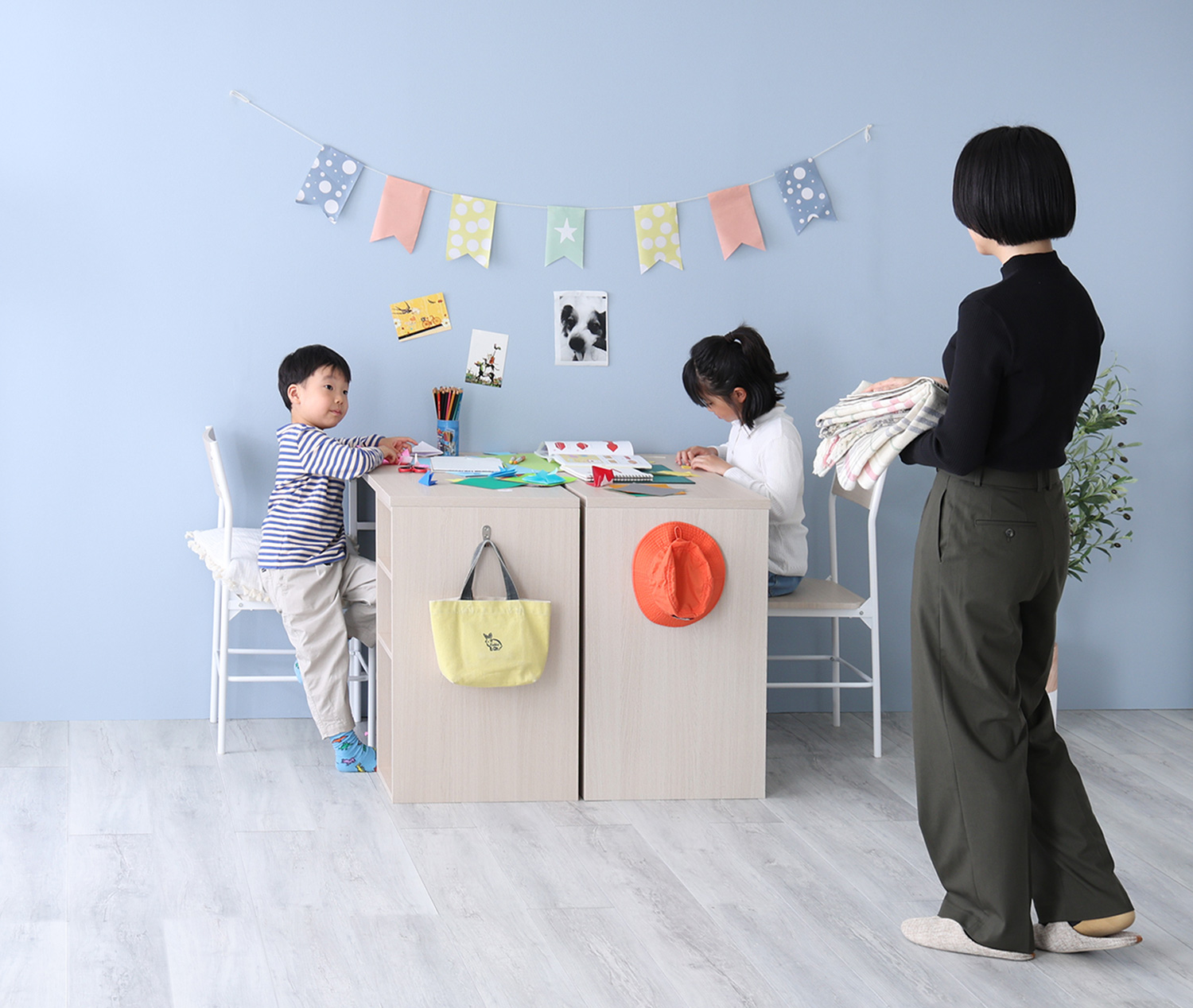 さわやかなツインデスク 90×90cm Frais フレ 商品追加画像12