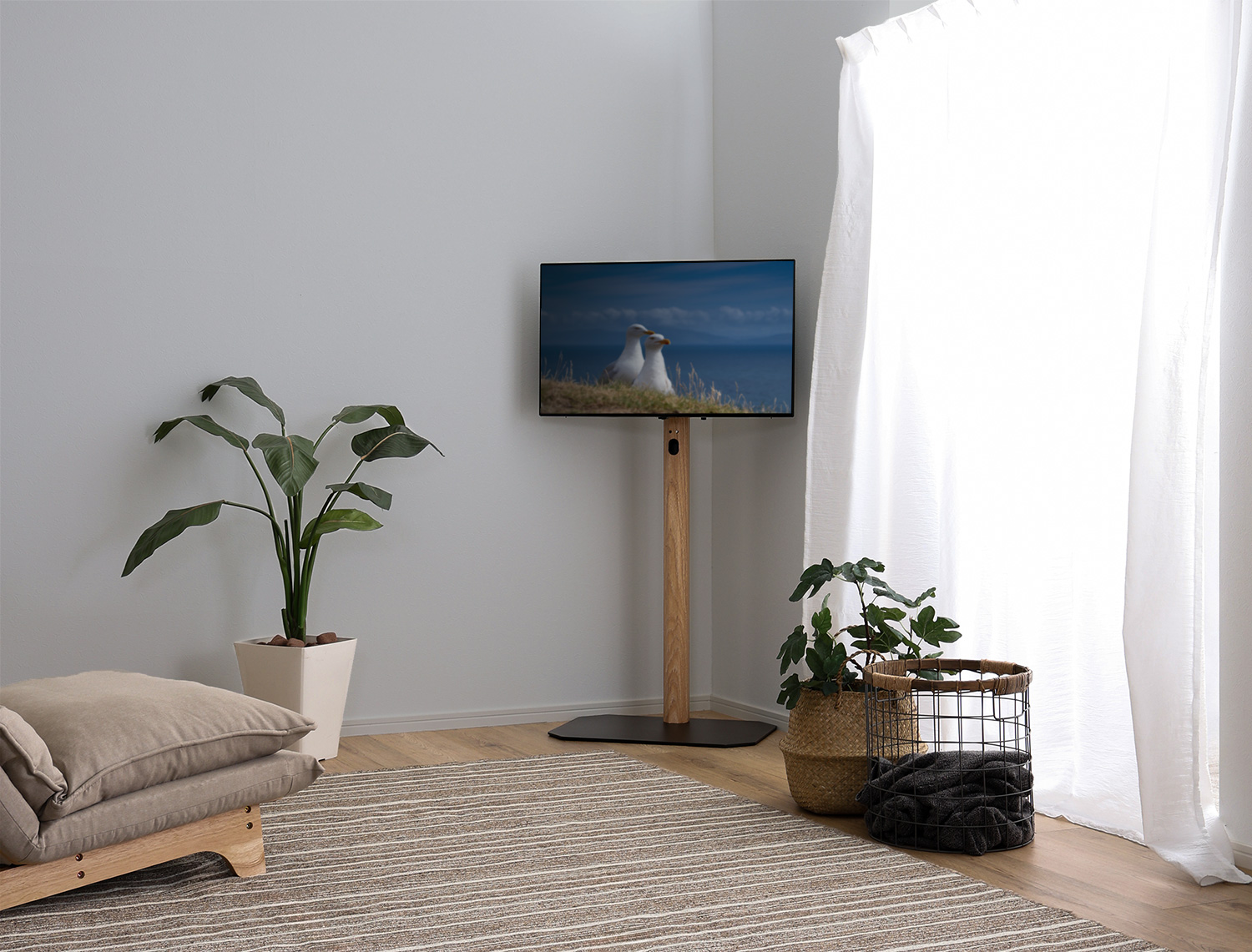 木目が美しい八角壁寄せテレビスタンド ハイタイプ  OCTA オクタ (ハードディスクホルダーセット) 商品追加画像4