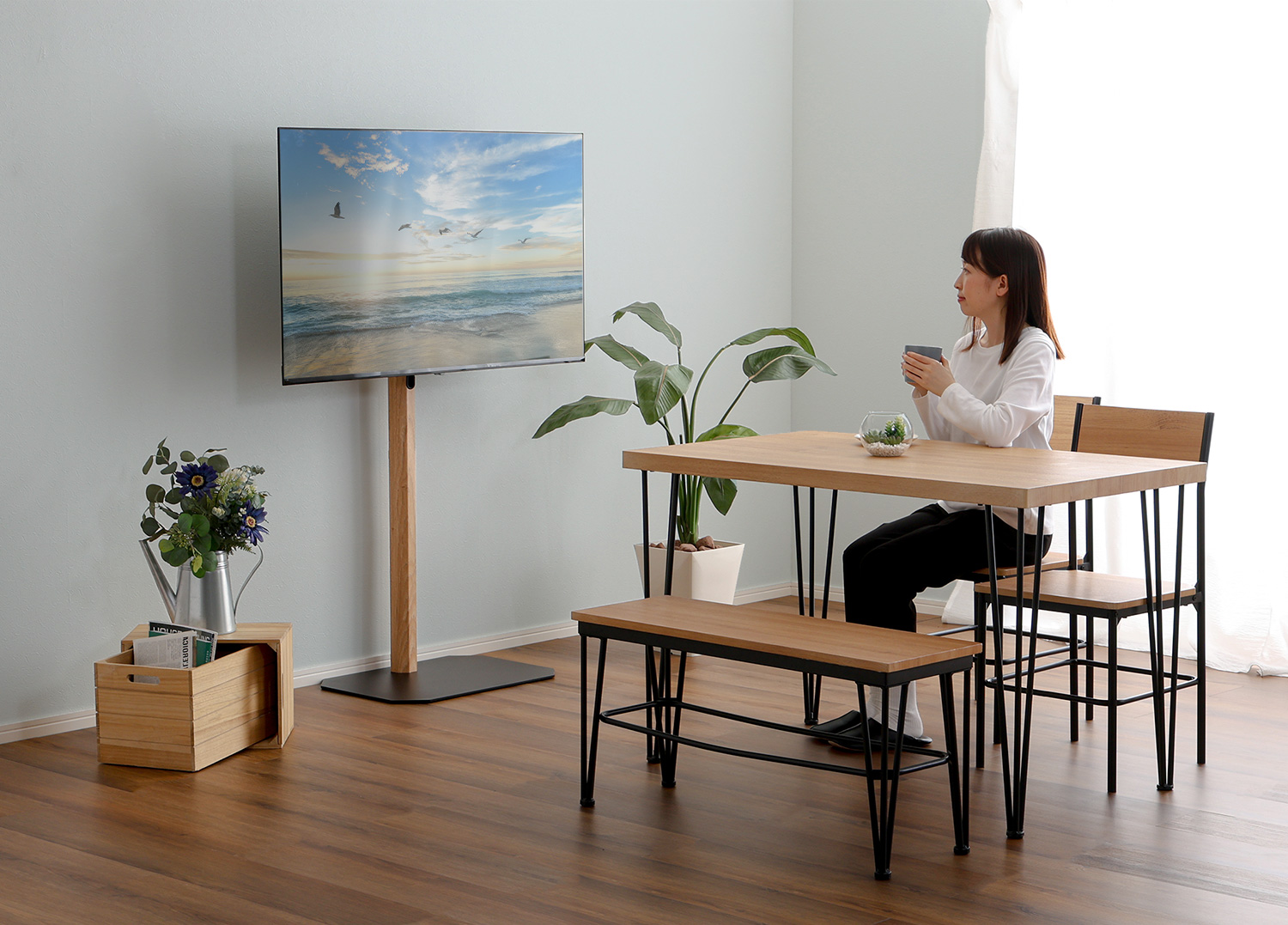 木目が美しい八角壁寄せテレビスタンド ハイタイプ  OCTA オクタ (ハードディスクホルダーセット) 商品追加画像8