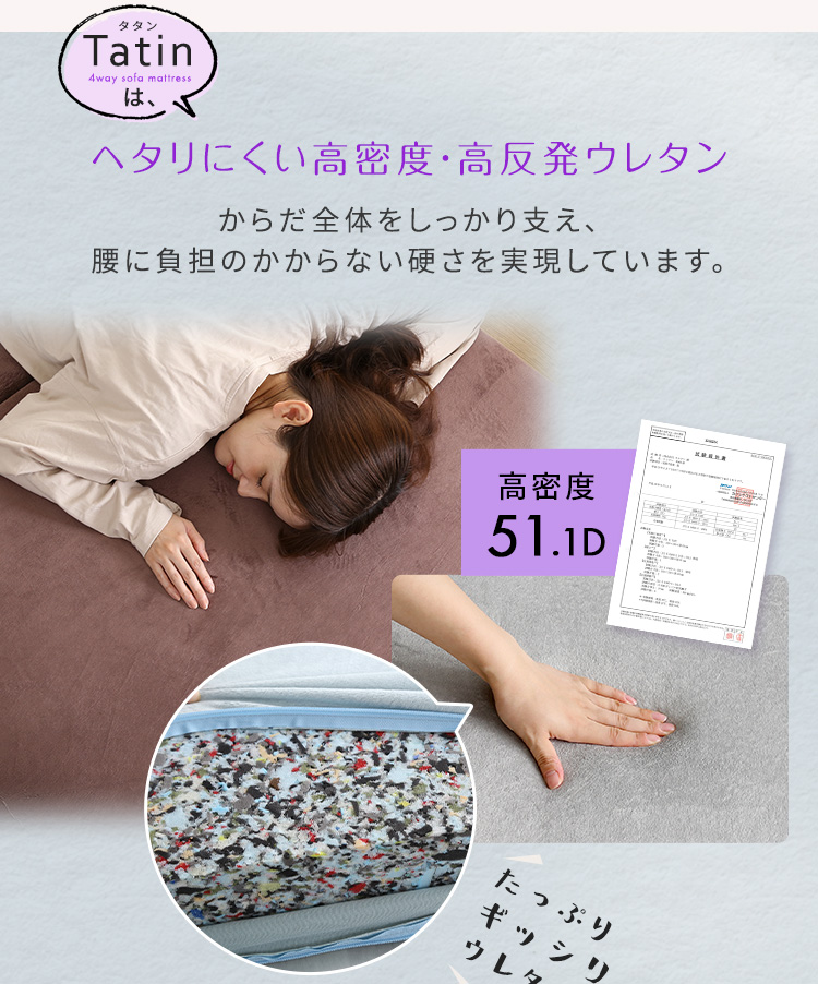 4Ｗay 折りたたみソファマットレス セミダブル Tatin タタン 商品説明画像10