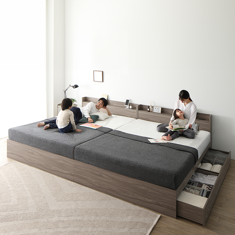 棚コンセント付き 引き出し収納 天然木調連結ファミリーベッド Ever X family エヴァー エックス ファミリー 商品追加画像5