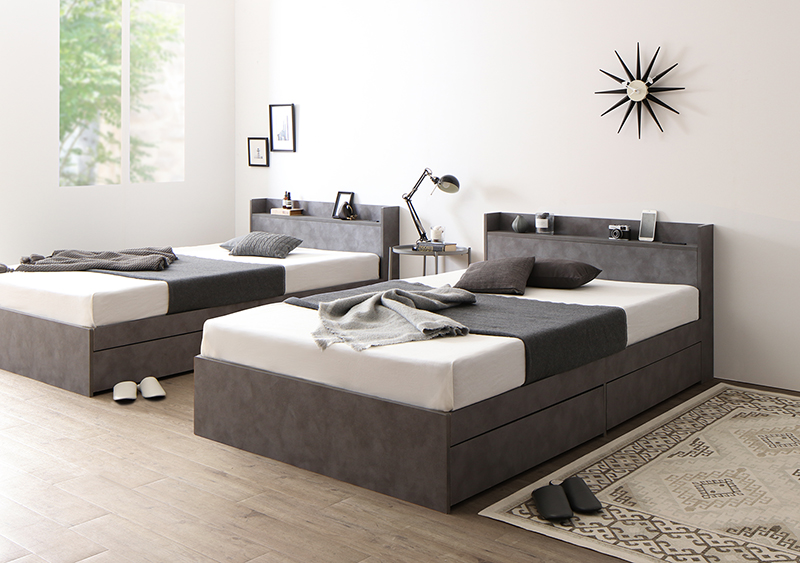 棚コンセント付き 引き出し収納 天然木調連結ファミリーベッド Ever X family エヴァー エックス ファミリー 追加画像36