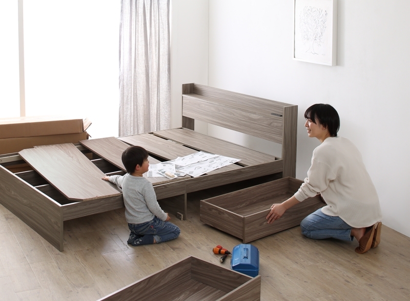 棚・コンセント付 天然木調 引き出し収納ベッド Ever X Compact エヴァー エックス コンパクト 商品追加画像20