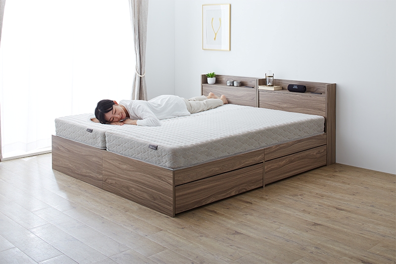 棚・コンセント付 天然木調 引き出し収納ベッド Ever X Compact エヴァー エックス コンパクト 商品追加画像83