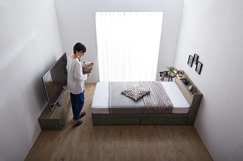 棚・コンセント付 天然木調 引き出し収納ベッド Ever X Compact エヴァー エックス コンパクト 商品追加画像88