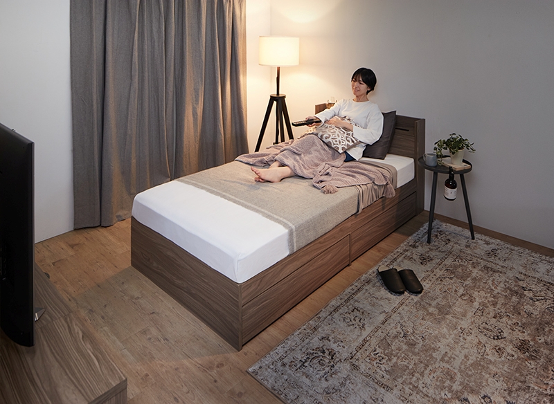 棚・コンセント付 天然木調 引き出し収納ベッド Ever X Compact エヴァー エックス コンパクト 商品追加画像89
