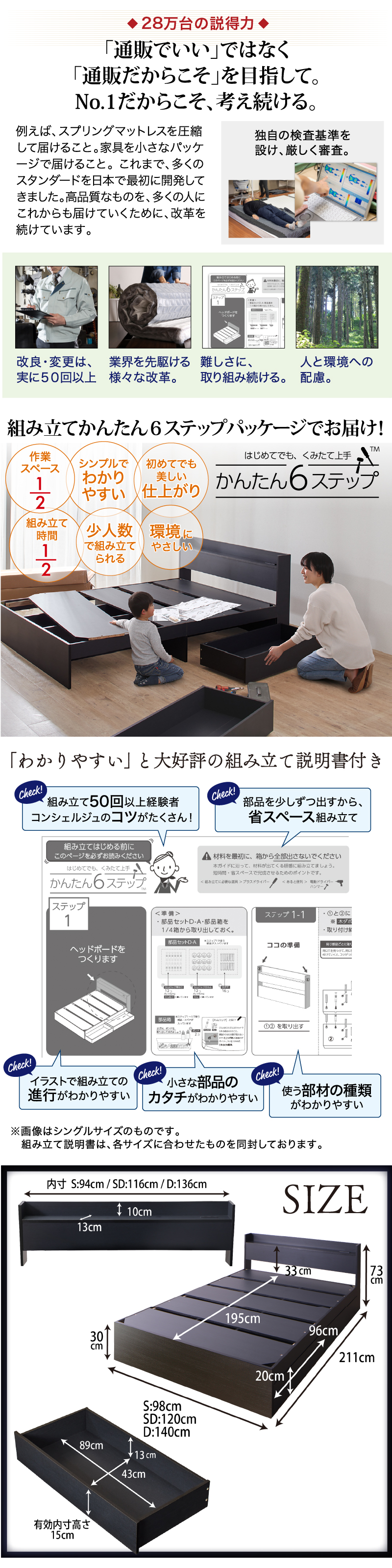棚 コンセント付き 引き出し収納ベッド Ever X エヴァー エックス ウッドブラック (組立設置付き / マットレス付 / ベストセラーモデルマットレス / ダブル / ホワイト / -　[No.500078299]) 商品説明画像8
