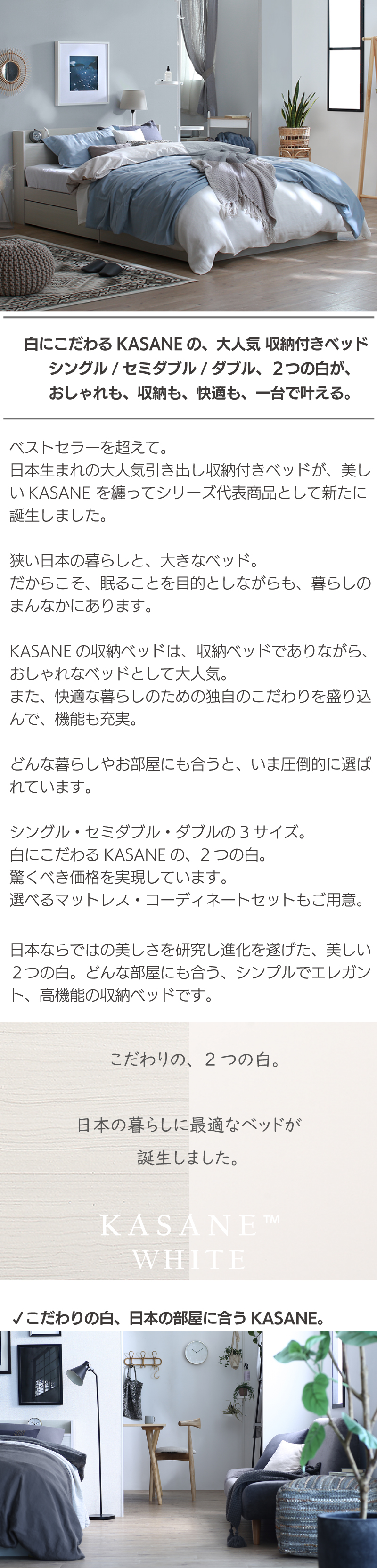 棚 コンセント付き 引き出し収納ベッド Ever X エヴァー エックス ホワイト 商品説明画像1