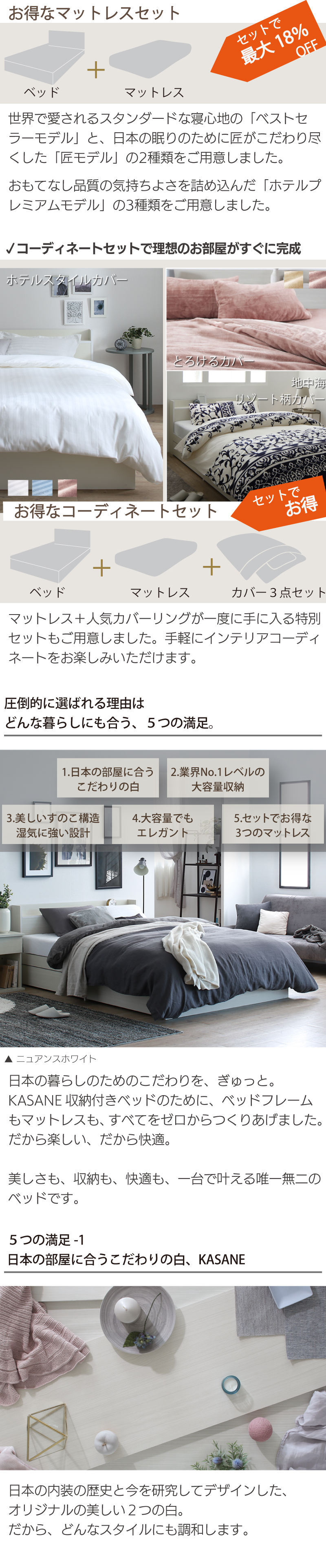 棚 コンセント付き 引き出し収納ベッド Ever X エヴァー エックス ホワイト 商品説明画像4