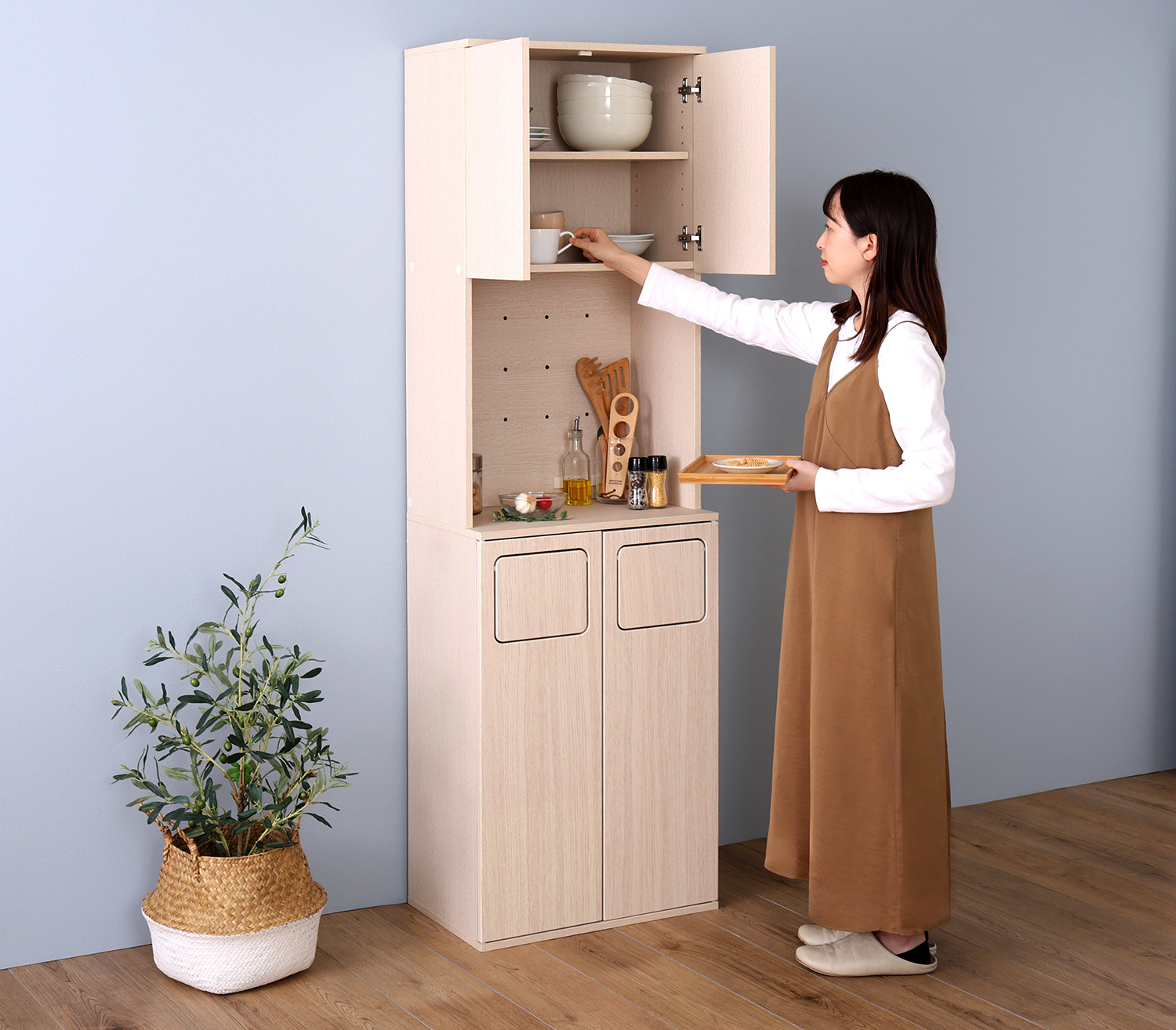 さわやかなごみ箱一体型食器棚 ごみ箱2つタイプ 商品追加画像5