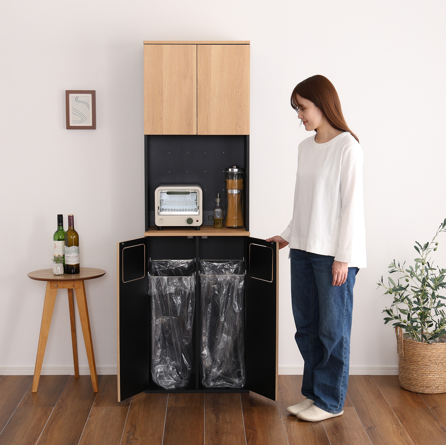 ヴィンテージ ごみ箱一体型食器棚 ごみ箱2つタイプ - 家具専門店 ヴィンテージ ごみ箱一体型食器棚 ごみ箱2つタイプ - 家具専門店