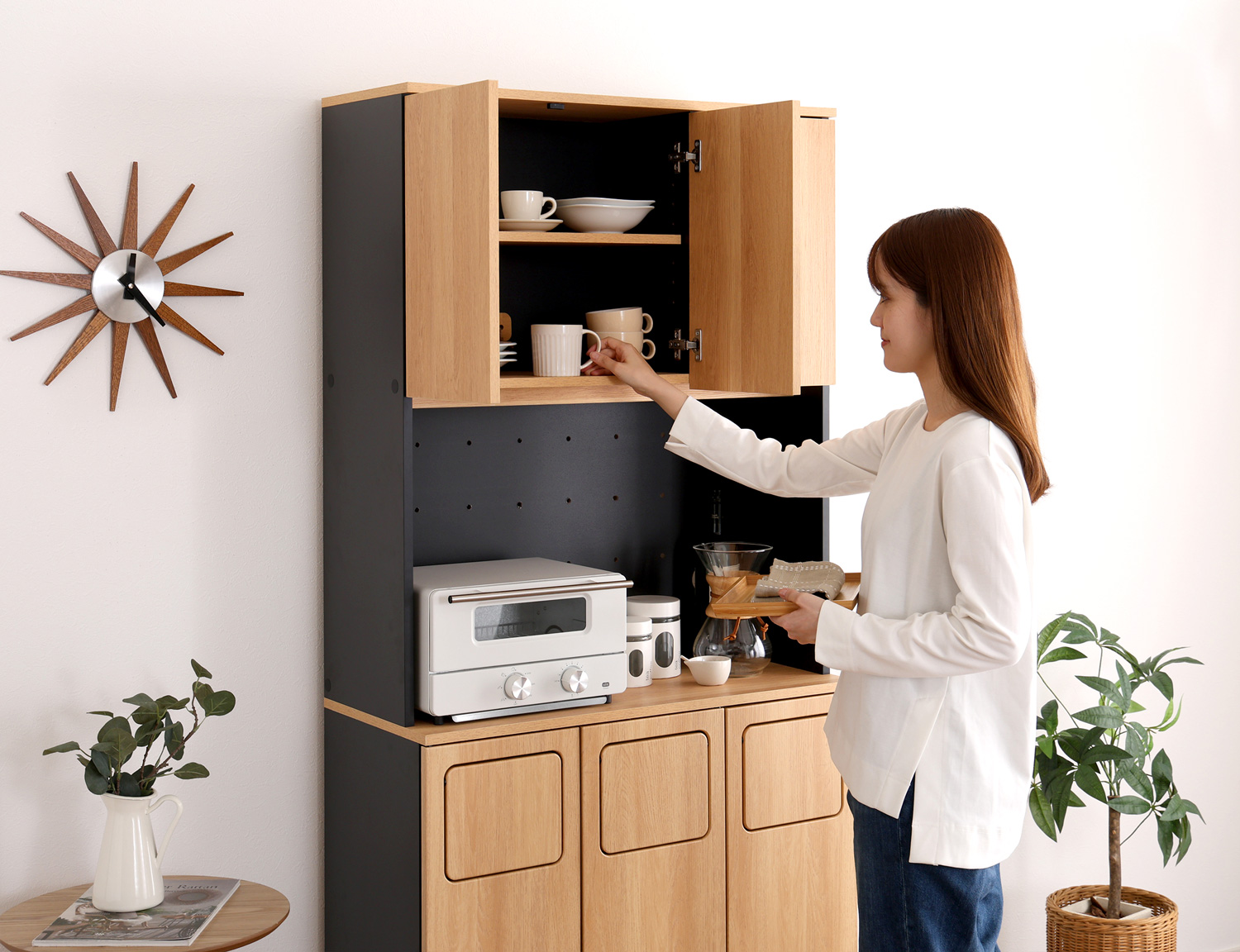 ヴィンテージ ごみ箱一体型食器棚 ごみ箱3つタイプ 商品追加画像23