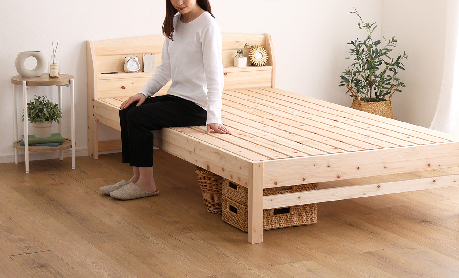 棚コンセント付き 国産ひのきベッド ノーマルすのこタイプ HINOKA ヒノカ (セミダブル) 商品追加画像16