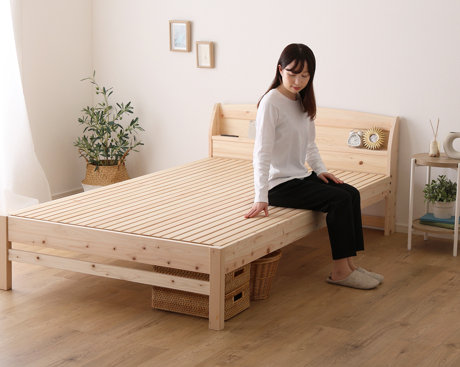 棚コンセント付き 国産ひのきベッド 繊細すのこタイプ HINOKA ヒノカ (セミダブル) 商品追加画像20