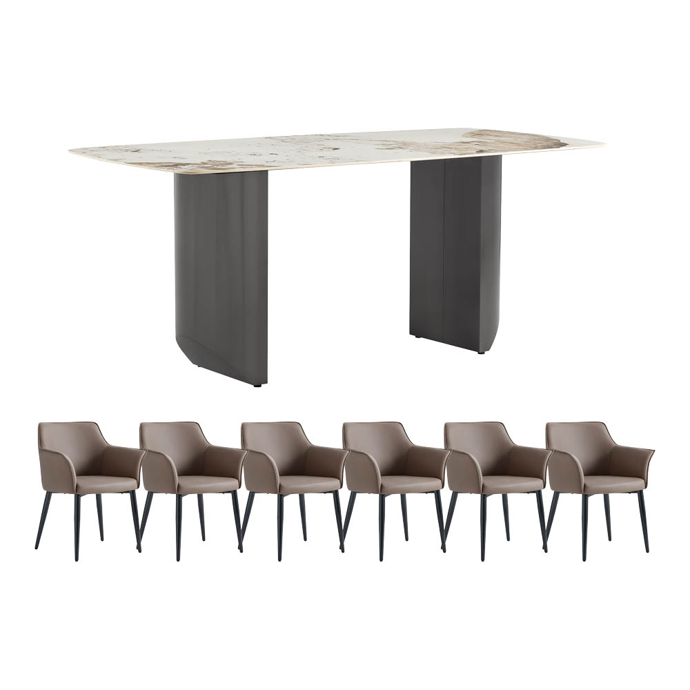 ダイニングテーブル＆チェア(ブラウン) 7点セット 160cm 商品バリエーション画像1