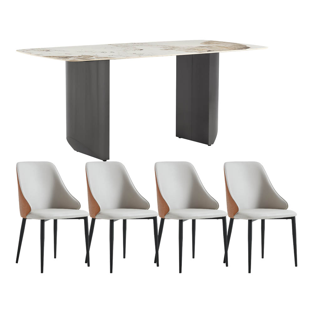 ダイニングテーブル＆チェア(オレンジ) 5点セット 160cm 商品バリエーション画像1