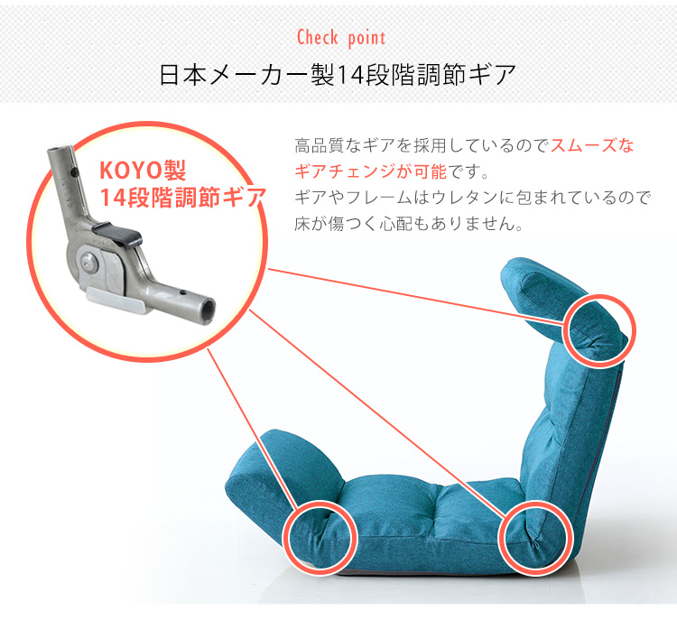日本製 リクライニング座椅子 Moln モルン (Up type) 商品説明画像9
