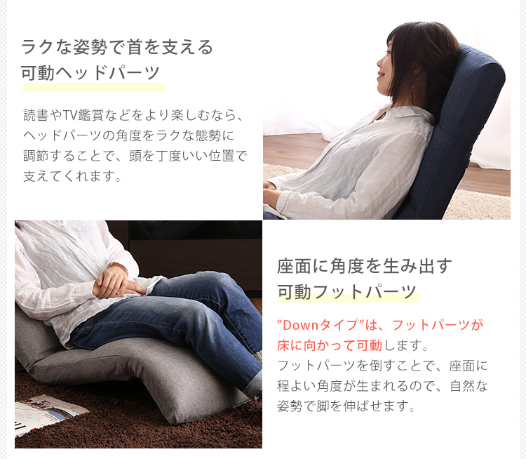 日本製 リクライニング座椅子 Moln モルン (Down type) 商品説明画像11