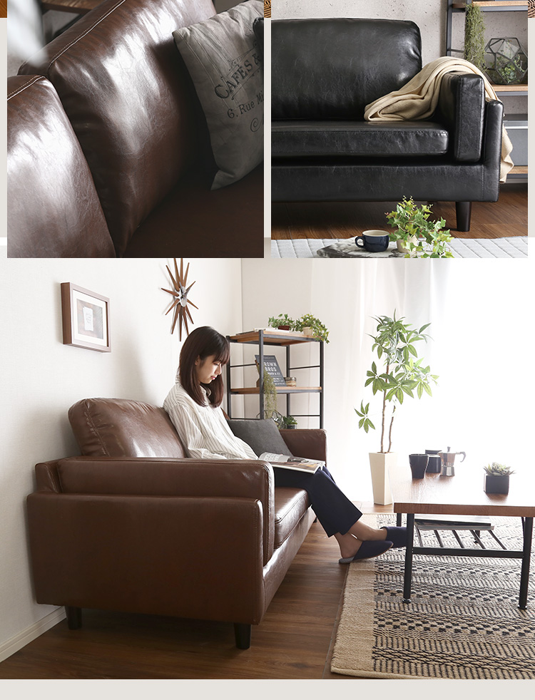 3人掛けレザー調ソファ Rachel レイチェル 商品説明画像3