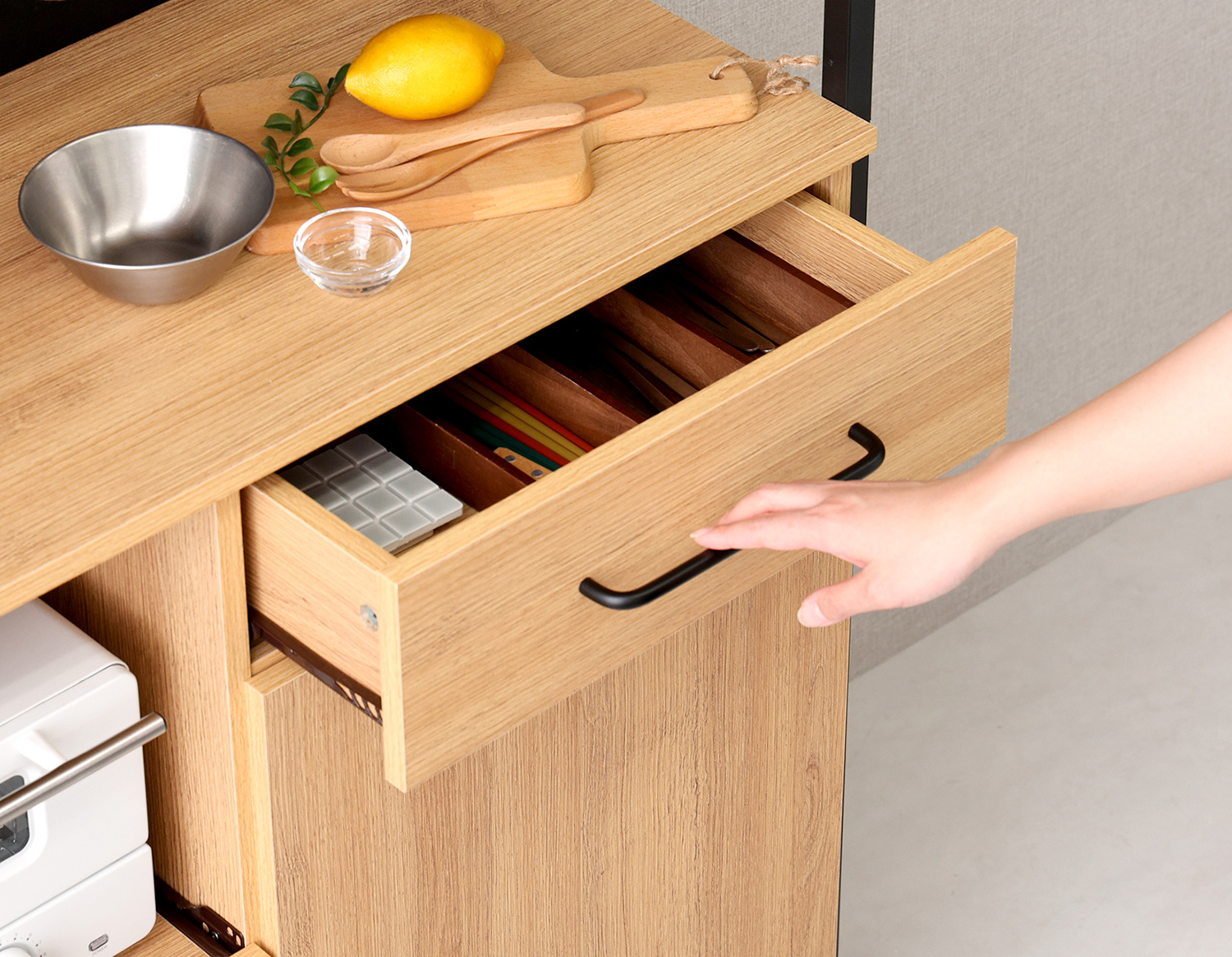 ヴィンテージ調マグネット食器棚 ブラックガラス GREACK グリック 追加画像19