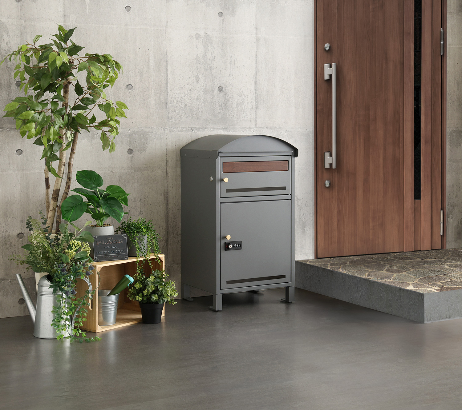 ポスト付き天面ラウンド型宅配ボックス 宅配2段タイプ 追加画像1