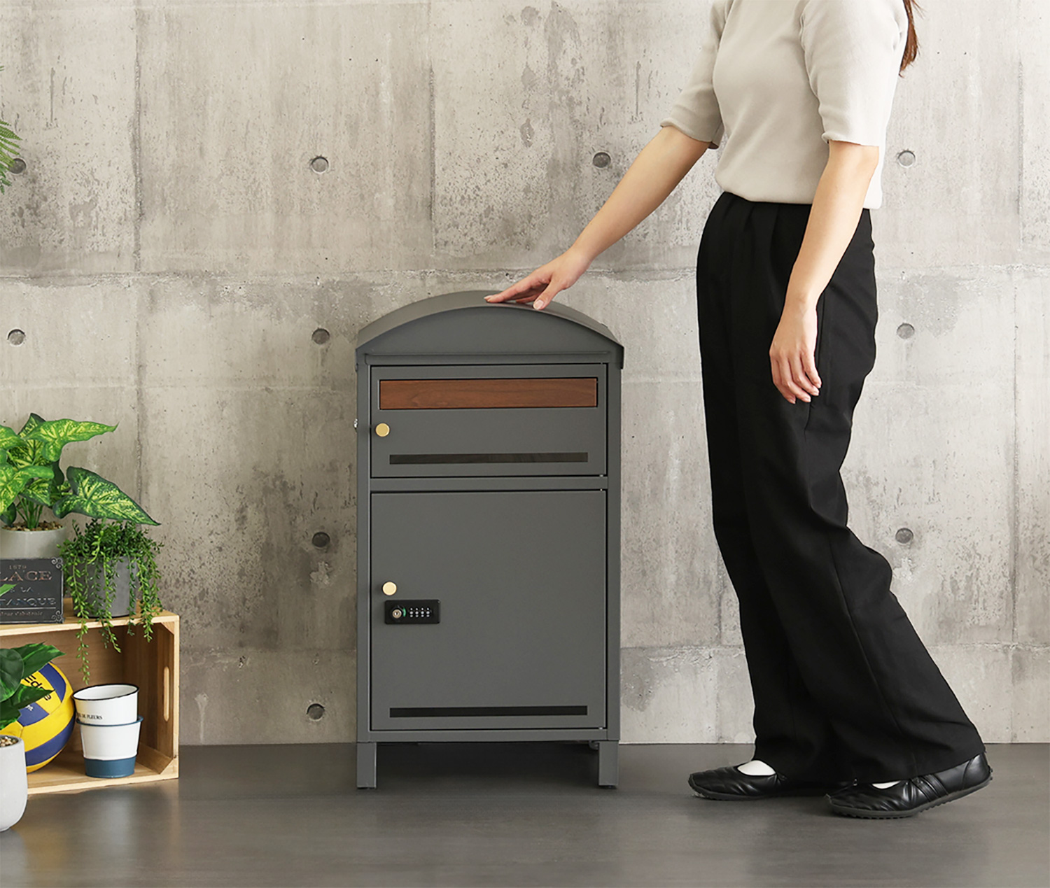 ポスト付き天面ラウンド型宅配ボックス 宅配2段タイプ 追加画像6