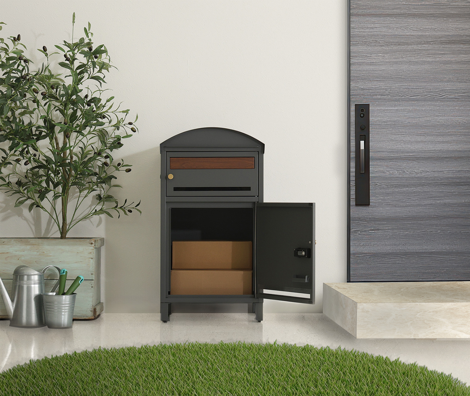 ポスト付き天面ラウンド型宅配ボックス 宅配2段タイプ 追加画像45